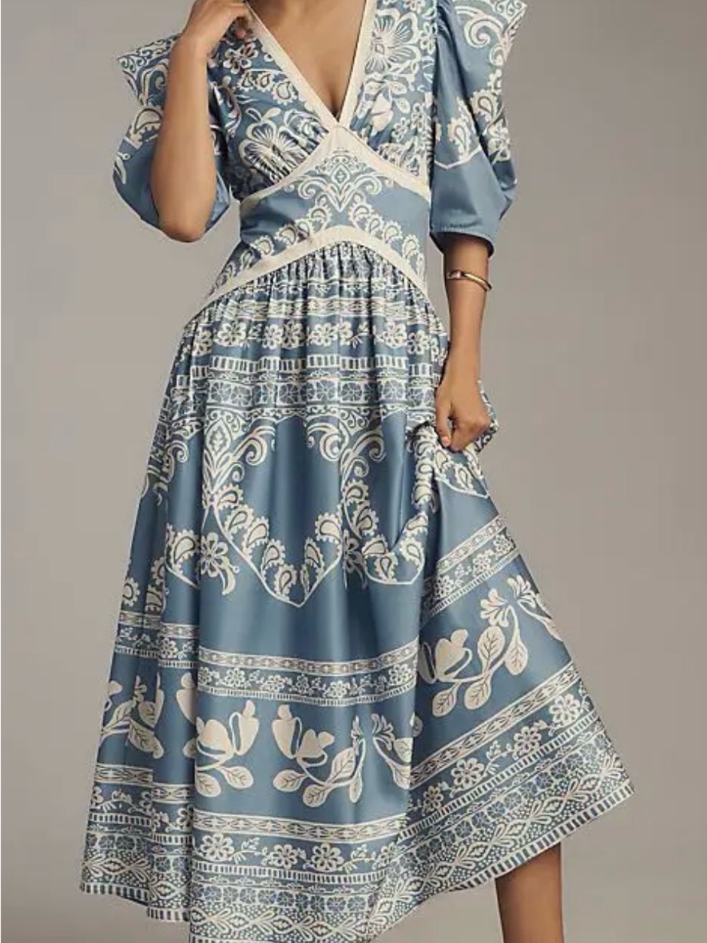 Farm rio Blue & White Floral V-Neck Maxi Dress XL - Picture 2 of 3
